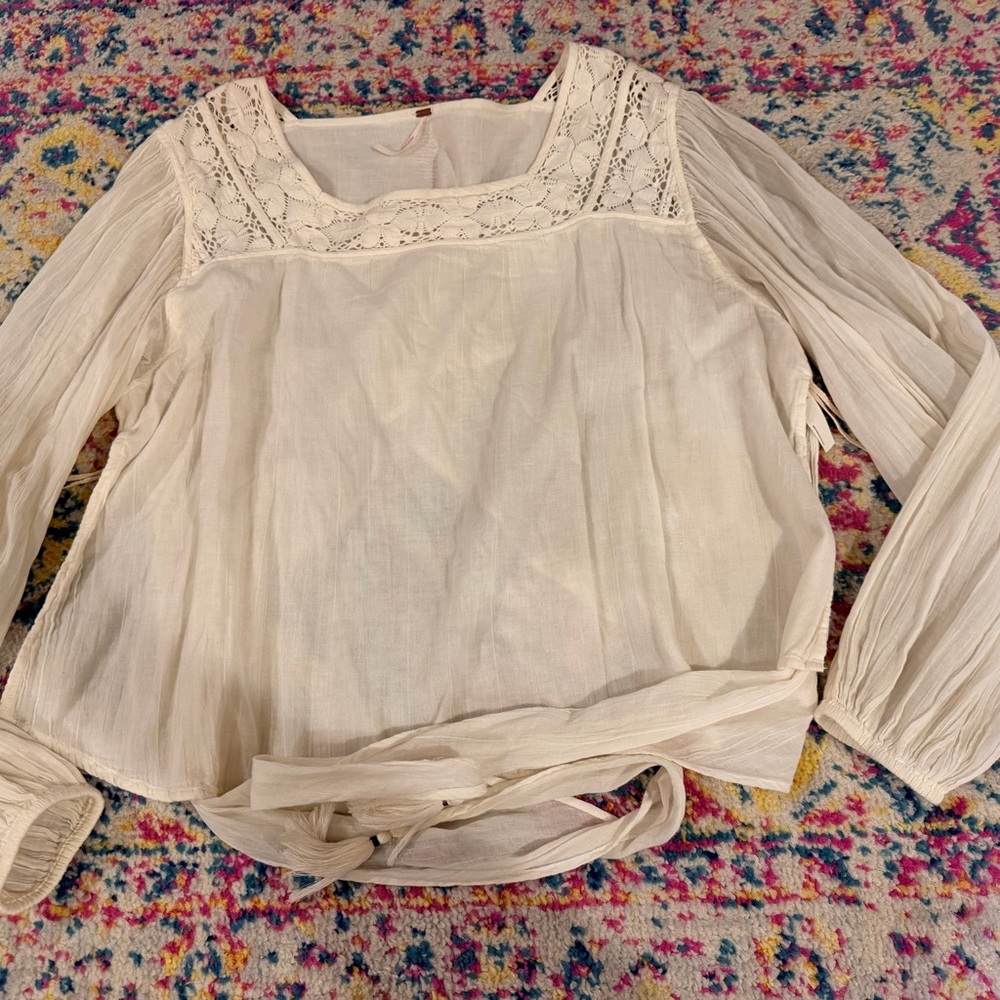 Free People Elegant Cream Lace Women's Top